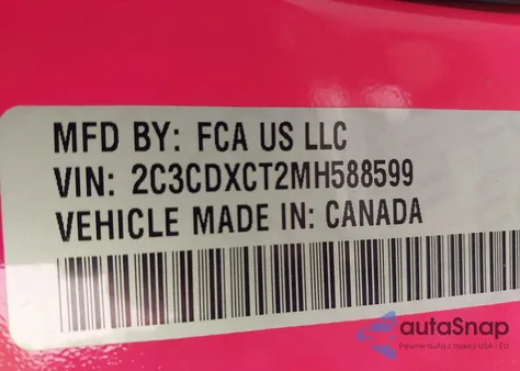 2021 Dodge Charger R/T Rwd z USA, uszkodzony, nr VIN 2C3CDXCT2MH588599